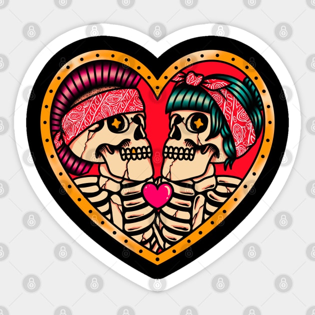 Punk love skull Sticker by ILLUSTRA.13